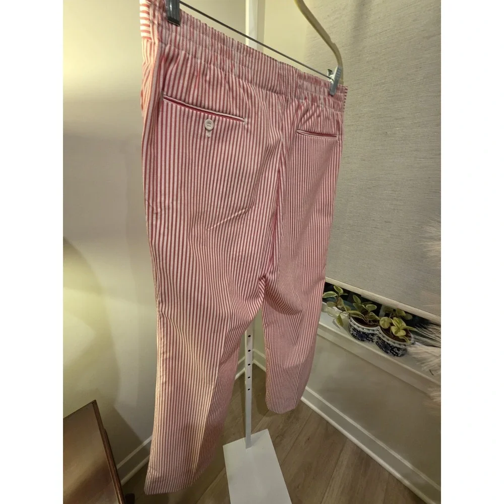 Mens VTG Resilio Pink/White Striped Seersucker Straight Leg Preppy Resort 34/30